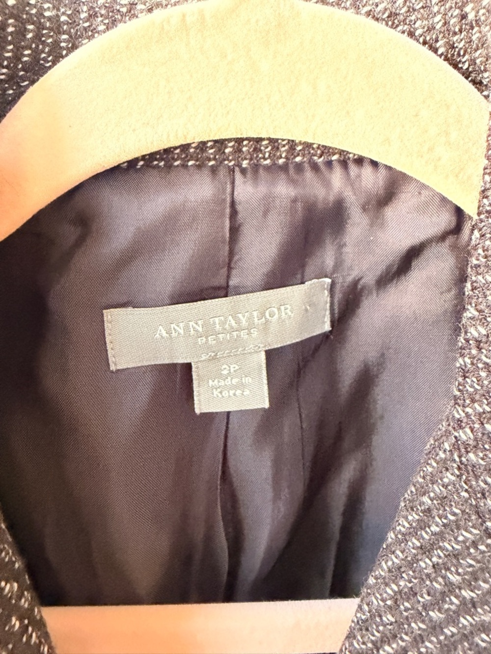 Ann Taylor Cropped Tweed Blazer Jacket Grey Tailored Peplum Fitted Office 2P - Picture 6 of 13